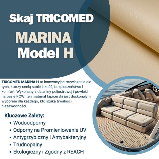 ЭКОКОЖА СКАЙ ДЛЯ ЯХТ TRICOMED H — ВОДОУСТОЙЧИВАЯ ОБИВОЧНАЯ ТКАНЬ, БЕЖЕВАЯ, 0,5 М