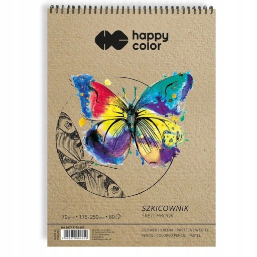 Творческий эскиз -альбом Sketchbook на спирали 135x205 мм 80K Happy Spiral