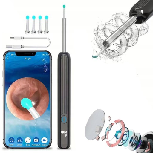 SMART OTOSKOP KAMERA CZYSZCZENIE USZU WOSK WIFI HD APLIKACJA ENDOSKOP