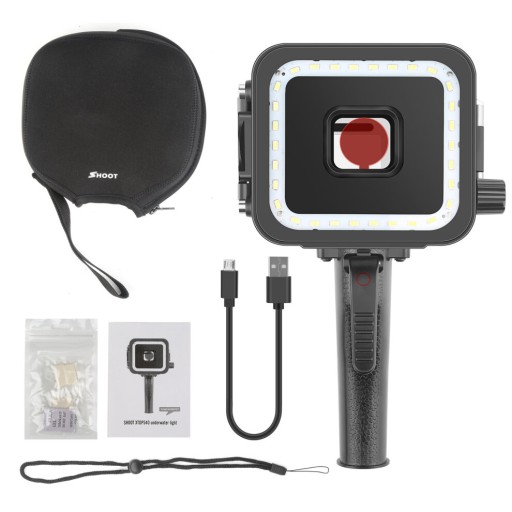 Водонепроницаемый чехол со светодиодной лампой для GoPro 5 6 7 Red Micro USB Filter