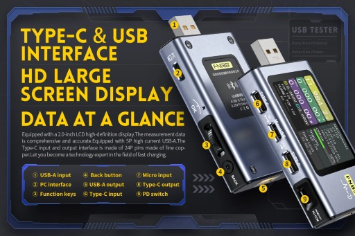 FNIRSI-FNB58 USB-тестер Вольтметр Амперметр с Bluetooth