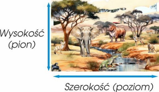 Фотообои на заказ акварель, сафари, лев, жираф, зебра, слон М170