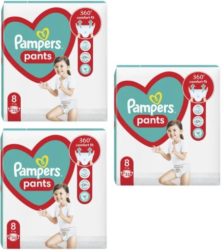 БРЮКИ PAMPERS 8 БРЮКИ 96 ШТ 19+ КГ 3x32