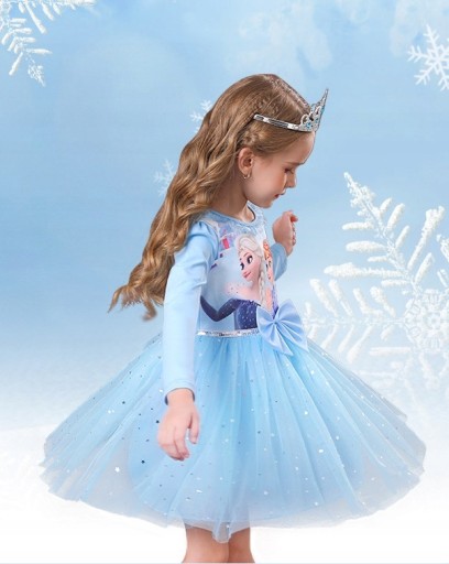 Платье Elsa Frozen, бант из хлопкового тюля