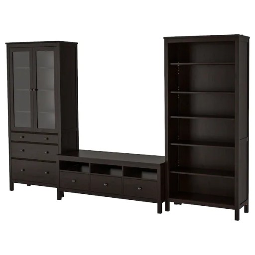 IKEA HEMNES Zestaw mebli TV czarny brąz 326x197 cm