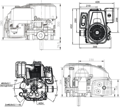 SILNIK LONCIN LC1P88F DO TRAKTORKA SPALINOWY BENZYNOWY 12 KM 413 cm3 25,4mm