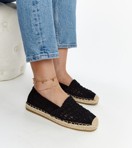 Black Openwork Espadrilles Gordana 27889 Размер 37