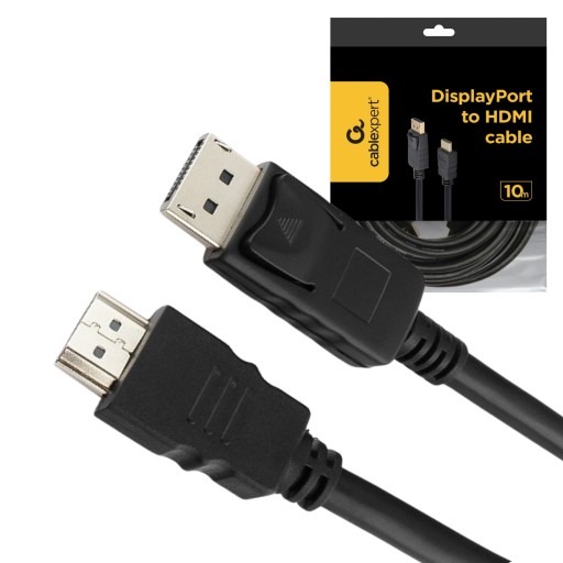 Кабель DISPLAY PORT — HDMI Кабель DP DisplayPort 4K, 60 Гц, ВИДЕО ЧЕРНЫЙ, 10 м