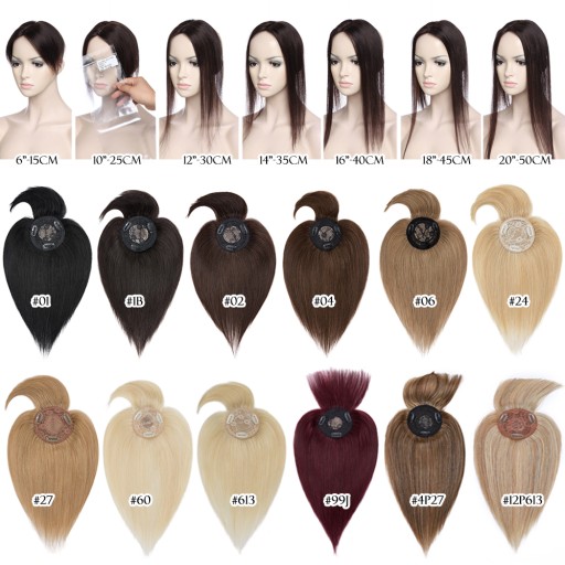 NATURALNE Grzywką Damski Tupet Topper Jasny Popielaty Blond/Bleach Blond