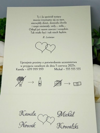 ZS13 *2 K Zaproszenie na ślub ślubne ze sznureczkiem