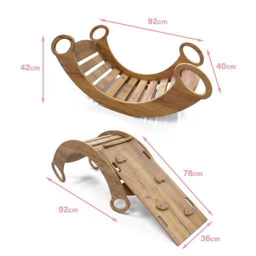 Качели Монтессори «3 в 1» для детей с горкой и скалодромом Wood Style