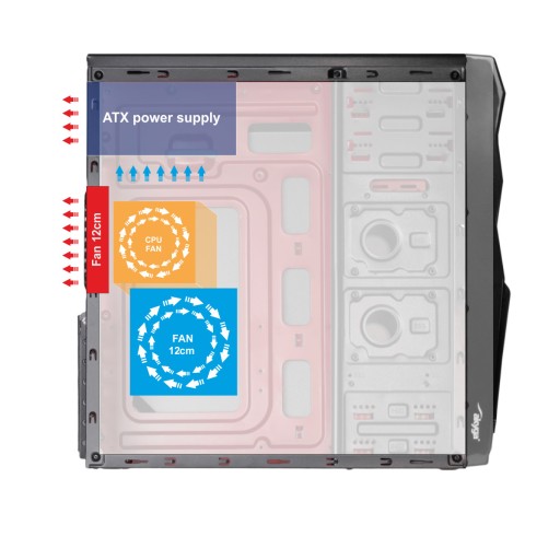 Корпус для ПК ATX Akyga AK995BK, 2 порта USB 2.0, черный