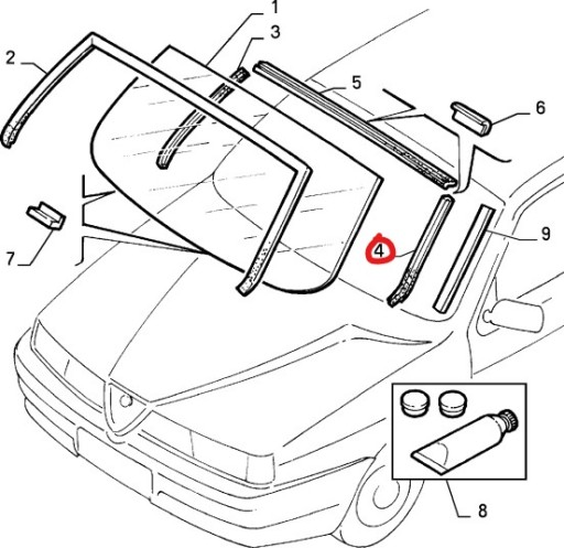ALFA 155 УПЛОТНИТЕЛЬ ПЕРЕДНЕГО ОКНА L НОВЫЙ 60580479
