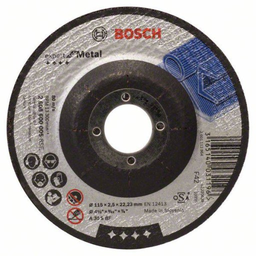 Диск для дуговой резки Bosch Expert по металлу 115x22,23x2,5 мм 2608600005