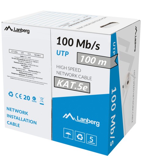 КАБЕЛЬ LAN КАБЕЛЬ ВИТАЯ ПАРА RJ45 UTP CAT.5E CAT.5E 100M LANBERG