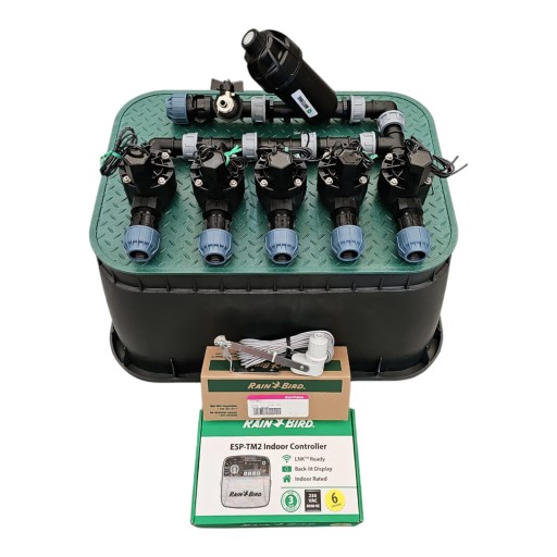 Zestaw Rain Bird HV 5 sekcji z filtrem Sterownik TM2 Czujnik deszczu PE 32