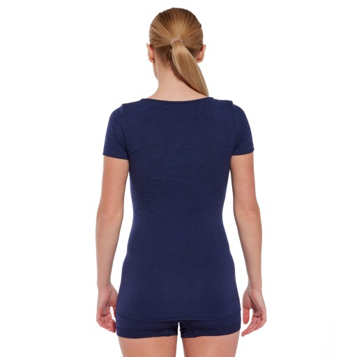 Brubeck SS1398W Koszulka damska z krótkim rękawem COMFORT MERINO granat XL