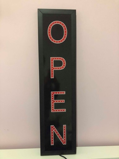 Светодиодная рекламная вывеска OPEN 80х20 см уличная неоновая