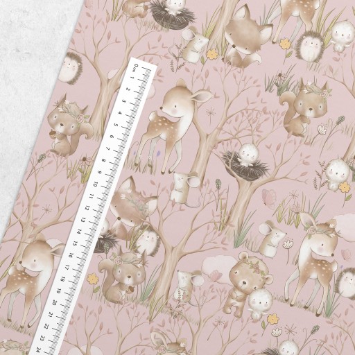 Ткань петельный трикотаж 250г/м2 Little Baby Forest Pink