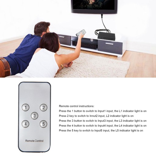 переключатель мультимедийного интерфейса HD 5x1 4kx2k поддержка 3D-пульта дистанционного управления HD Multi