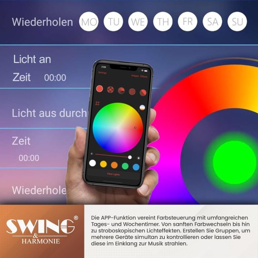 SWING & HARMONIE LUKSUSOWY PARASOL Ø350 LED Z OŚWIETLENIEM RGB TURKUSOWY