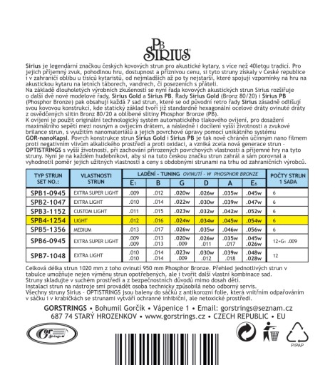 Струны для акустической гитары GorStrings SPB4 1254