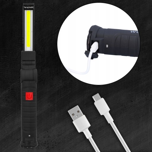 Аккумуляторный светодиодный фонарик для мастерской с магнитом COB, рабочий USB 5в1