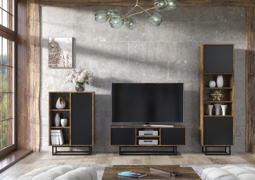 LOFT INDUSTRIAL TV RTV ШКАФ СТОЛИК ЧЕРНЫЙ LFT001
