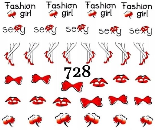Водные наклейки для ногтей RED - 728