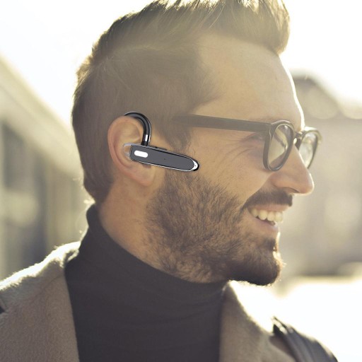 Беспроводная Bluetooth-гарнитура V5.1 с одним ушным крючком для офисных шорт, серая
