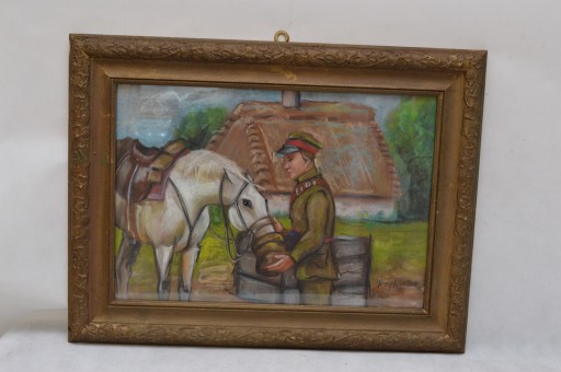 JERZY KOSSAK - POJENIE KONIA - STARA PASTEL