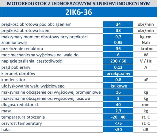 Мотор с редуктором 34 об/мин 230В 6Вт 25кг.см