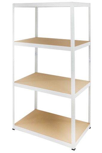 Металлический гаражный стеллаж HELIOS 180x90x35см 4Px350kg БЕЛЫЙ