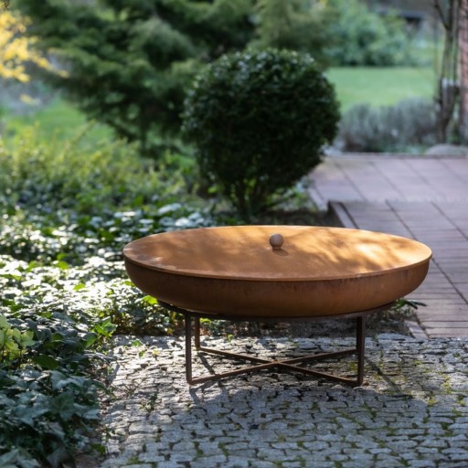 OKRĄGŁA POKRYWA DO PALENISKA OGRODOWEGO 98 CM BULAN STAL SUROWA OGNISKO