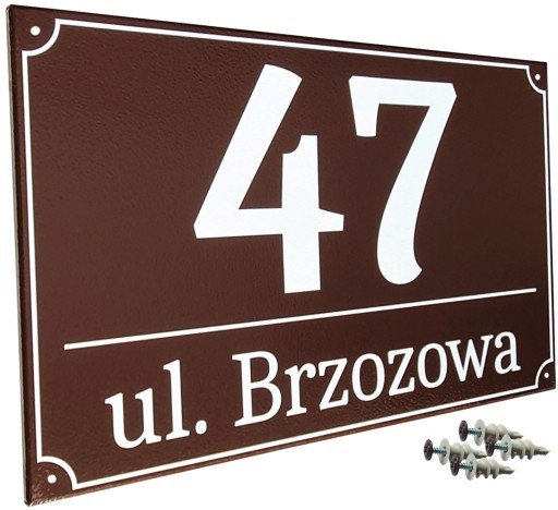 АДРЕСНАЯ ТАБЛИЧКА КОРИЧНЕВАЯ 25х40 см - УФ МЕТАЛЛ