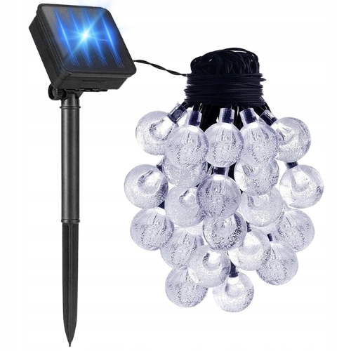 GIRLANDA SOLARNA OGRODOWA KULKI 20 LED CZUJNIK ZMIERZCHU LAMPKI OGRODOWE 5m