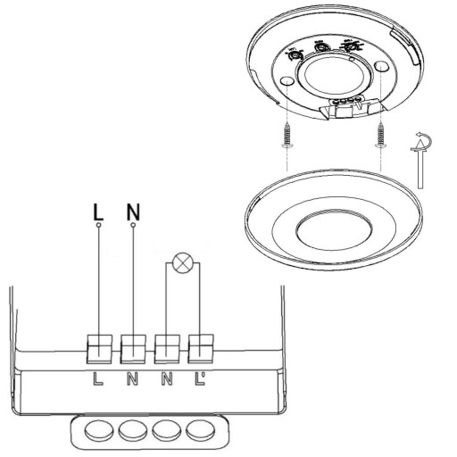 Mikrofalowy Czujnik Ruchu Zmierzchu Natynk LED Ultra Płaski 2,4cm 2000W 360