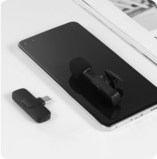 2 беспроводных петличных микрофона с зажимом USB-C. Прямая трансляция видеоблогов на платформе Android