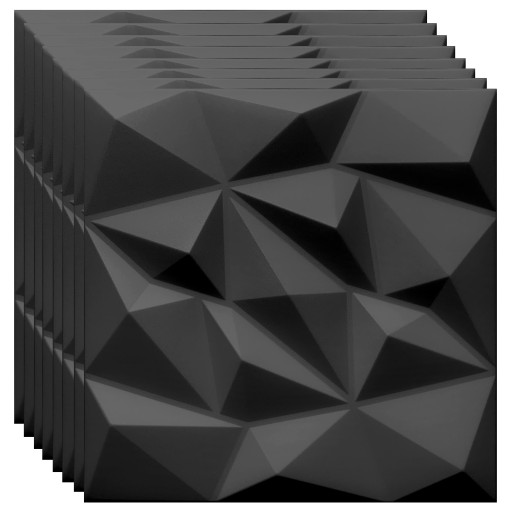Стеновые панели 3D BRYLANT черные, кессон, 8 шт.