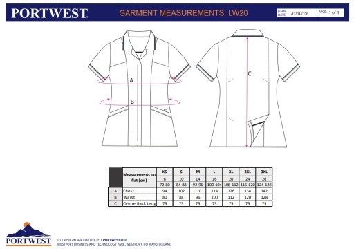 Туника медицинская, фартук косметический-парикмахерский Portwest LW20 XL 126