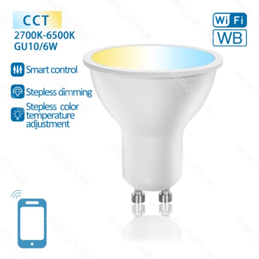 Умная светодиодная лампа CCT GU10 WIFI+BLUETOOTH 2700-6500K 6W