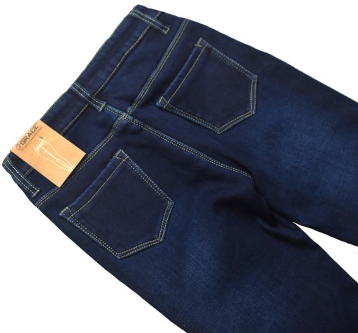 Джинсы GRACE Jeans на эластичной флисовой подкладке, темно-синие КАЧЕСТВО — 164
