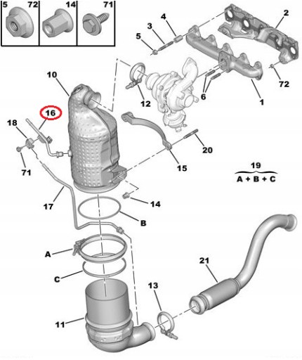 КАБЕЛЬ ДАТЧИКА ФИЛЬТРА DPF 1.6 HDI 8V ВЕРХНИЙ