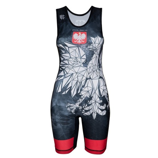 Trykot zapaśniczy damski POLSKA CAMO XS NIEBIESKI