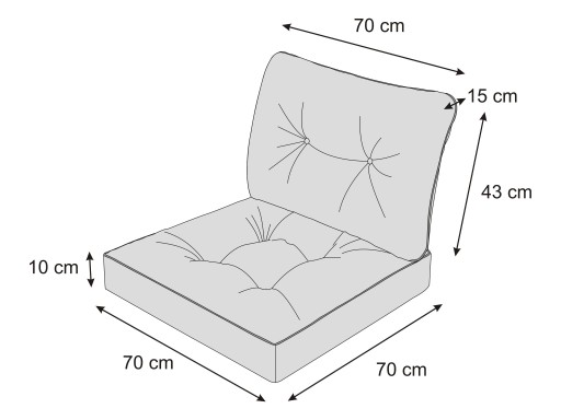 Подушка на кресло из техноротанга 70x70x42