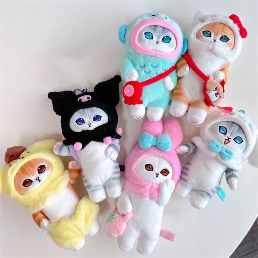 Плюшевые куклы с рисунком акулы и кота, переодевание PomPomPurin Brinquedos de