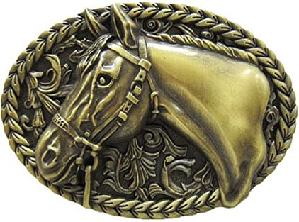 Koń klacz z ornamętem brązowa klamra do pasa