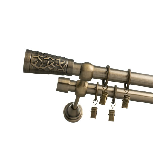 KARNISZ PODWÓJNY ZŁOTY ANTYK 19+19mm 440cm WZORY