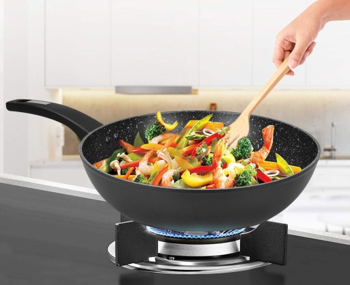 WOK 28 см Сковорода глубокая, глубокая мраморная сковорода, индукция