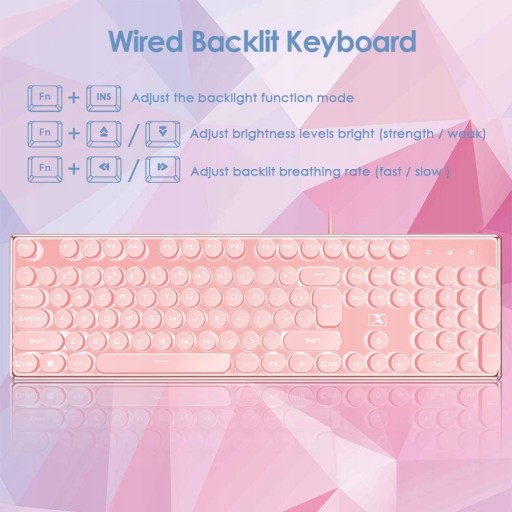 Розовый игровой набор с клавиатурой и мышью M620 RGB